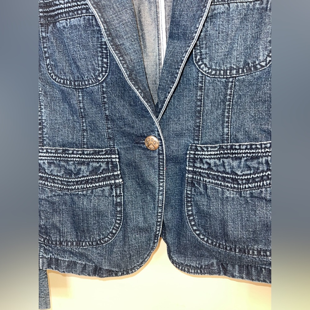 Y2K Massini Denim Blazer Jacket Fitted Jean Jacket Size M - Picture 7 of 11
